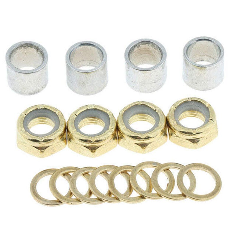 CfoPiryx Skateboard Truck Speed Kit Durable Round Metal Spacers Washers Repair Nuts Kit Washers Nuts Spacers for Bearing Performance Men Women Outdoor Skateboarding Trucks - Image 1